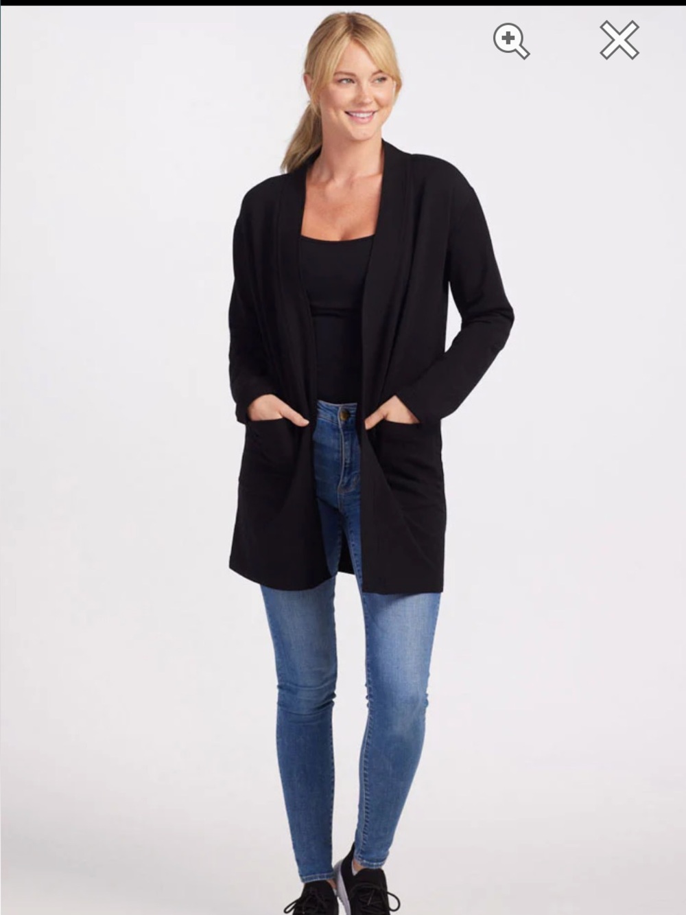 Woolx Kinsley Merino Wool Open Front Long Cardigan Jacket - Dark Charcoal